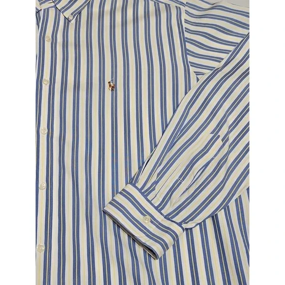 Polo Ralph Lauren Shirt Mens Size 16.5 -35 Stripe Button Down Yarmouth - Picture 2 of 6